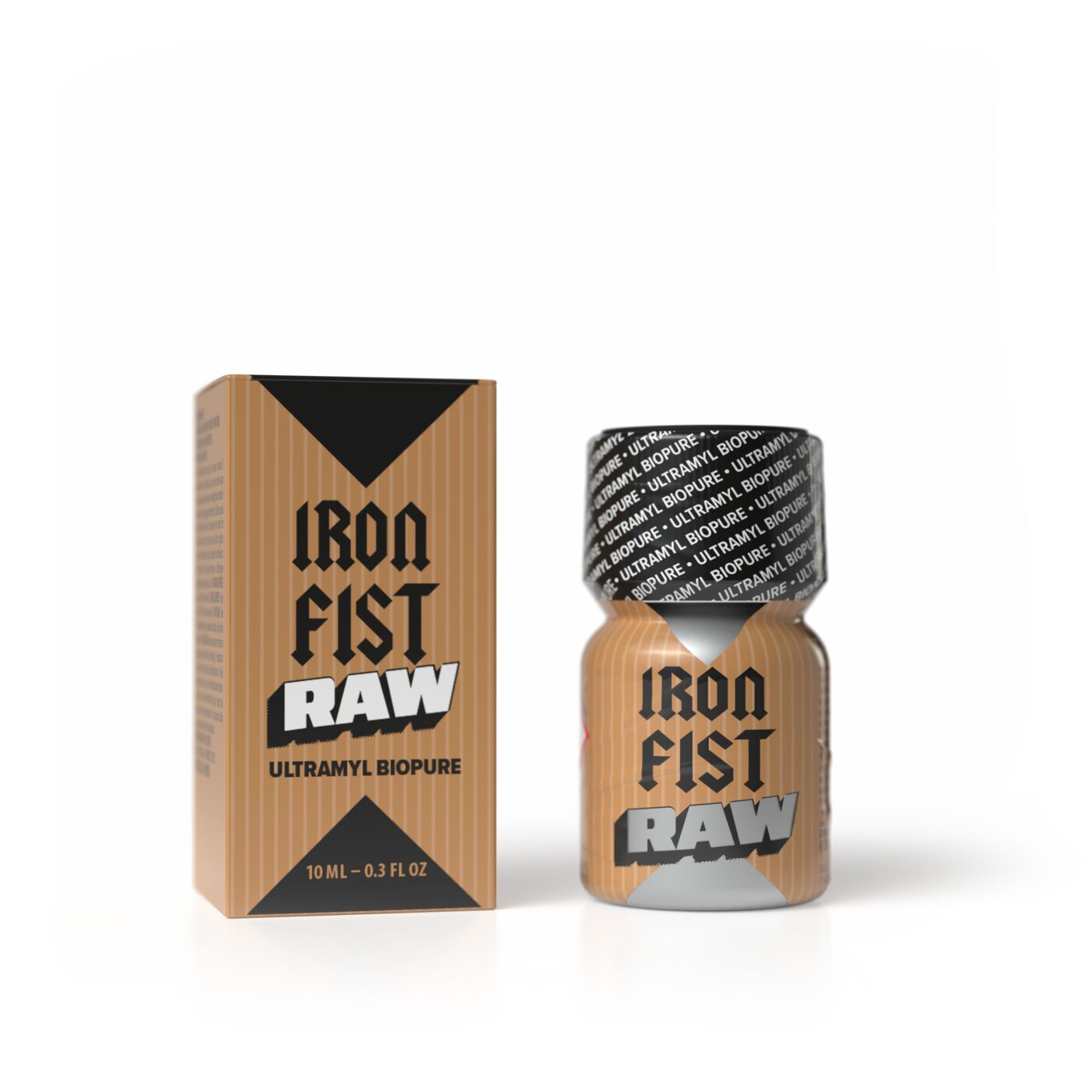 Iron Fist Raw 10ML, Iron Fist Raw 24ml, flacon aluminium étiquette cuivrée, Ultramyl Biopure amyl brut, PWD Factory